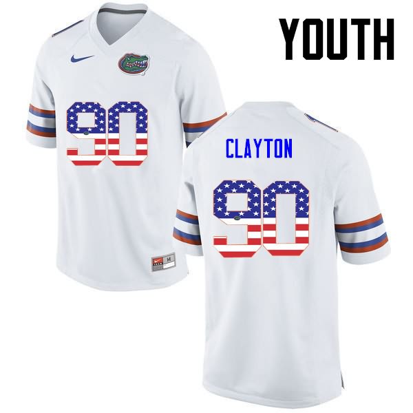 NCAA Florida Gators Antonneous Clayton Youth #90 USA Flag Fashion Nike White Stitched Authentic College Football Jersey YMS5364IO